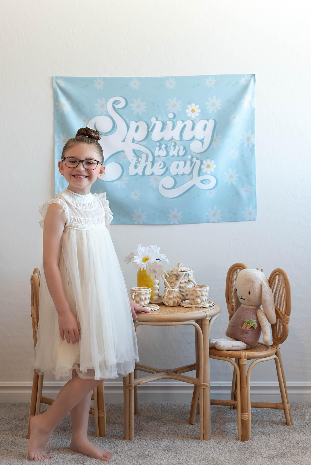 Fabric Tapestry Banner, Spring Is In The Air, Kids Wall Art Room Decor, Children's Wall Art