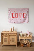 Fabric Tapestry Banner, Love, Kids Wall Art Room Decor, Childrens Wall Art