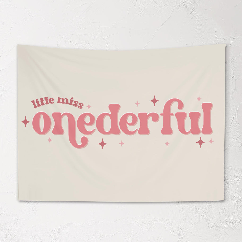 Fabric Tapestry Banner, Little Miss Onederful, Kids Wall Art Room Decor