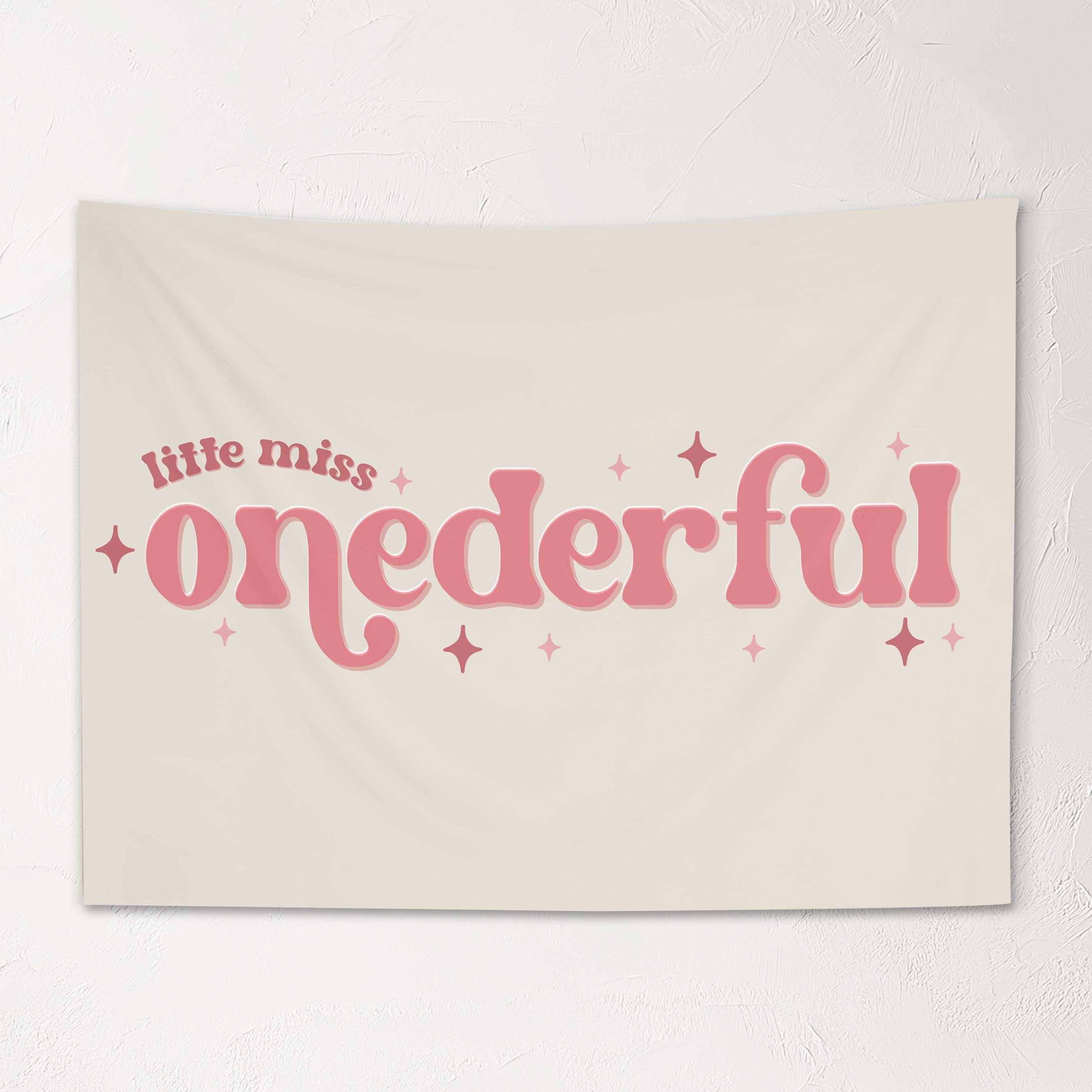 Fabric Tapestry Banner, Little Miss Onederful, Kids Wall Art Room Decor