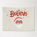 Christmas Banner, Believe - Dark Skinned Santa, Kids Fabric Tapestry, Santa Wall art Room Decor