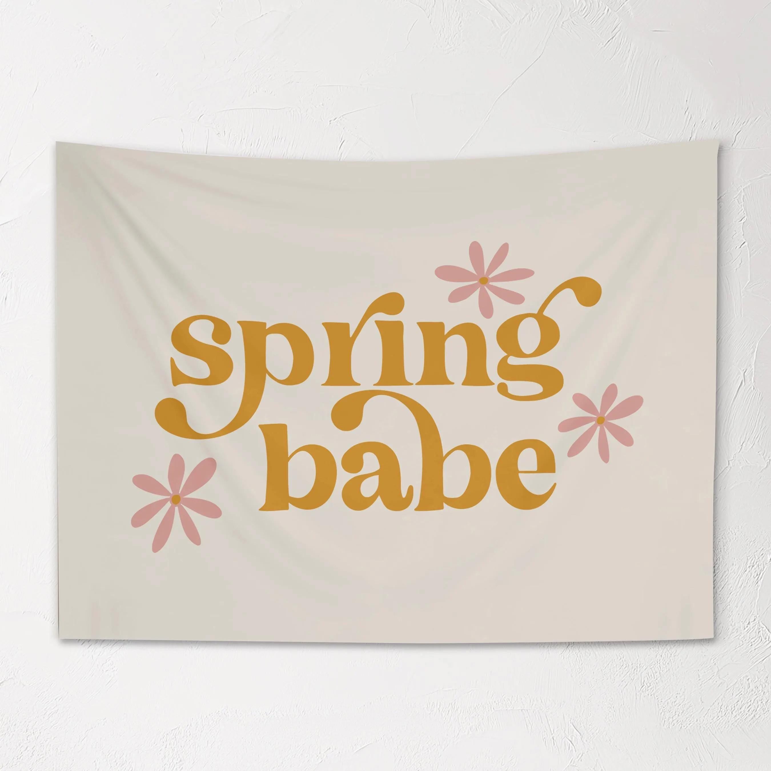 Fabric Tapestry Banner, Spring Babe , Kids Wall Art Room Decor, Children's Wall Art