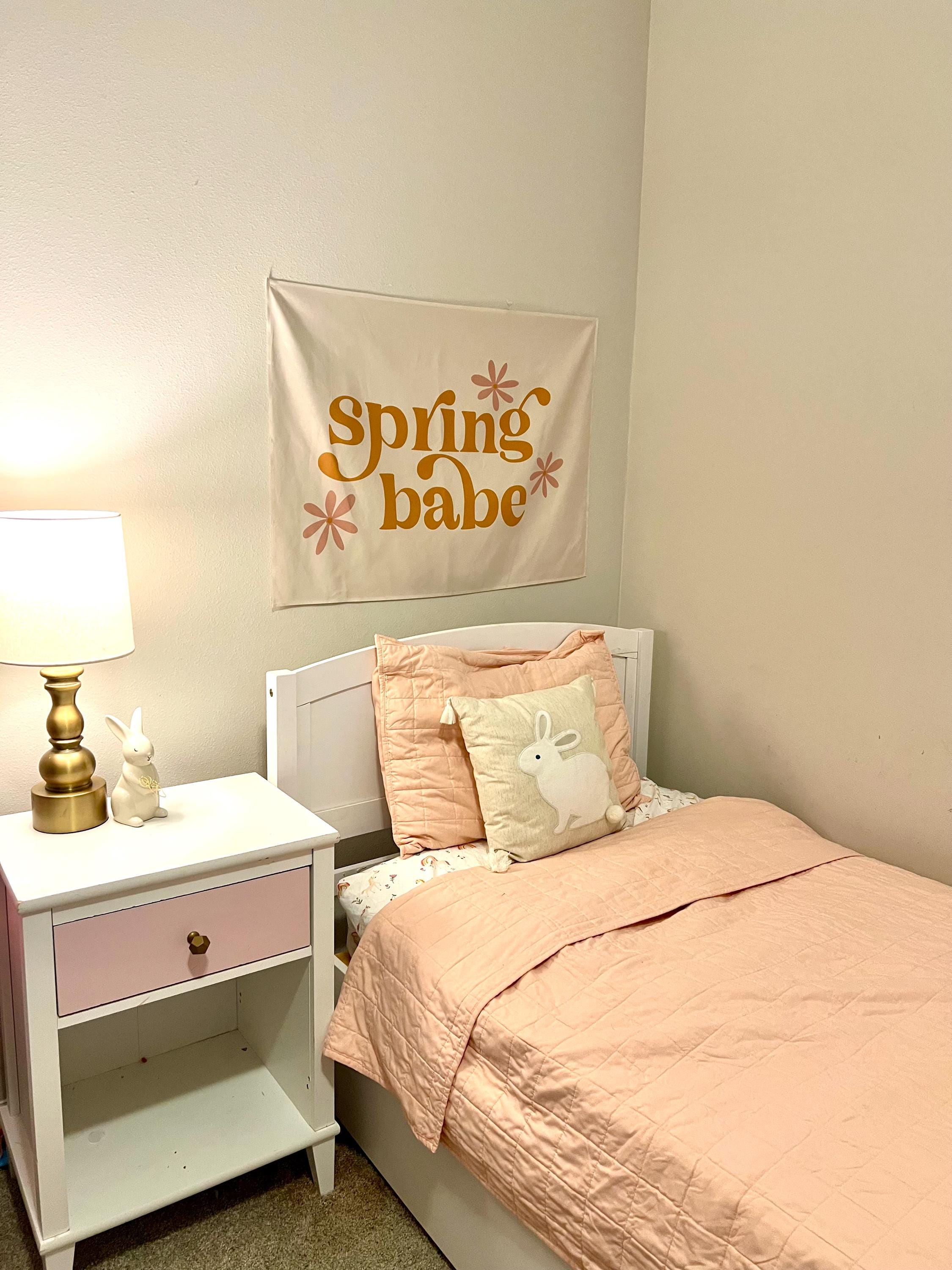 Fabric Tapestry Banner, Spring Babe , Kids Wall Art Room Decor, Children's Wall Art