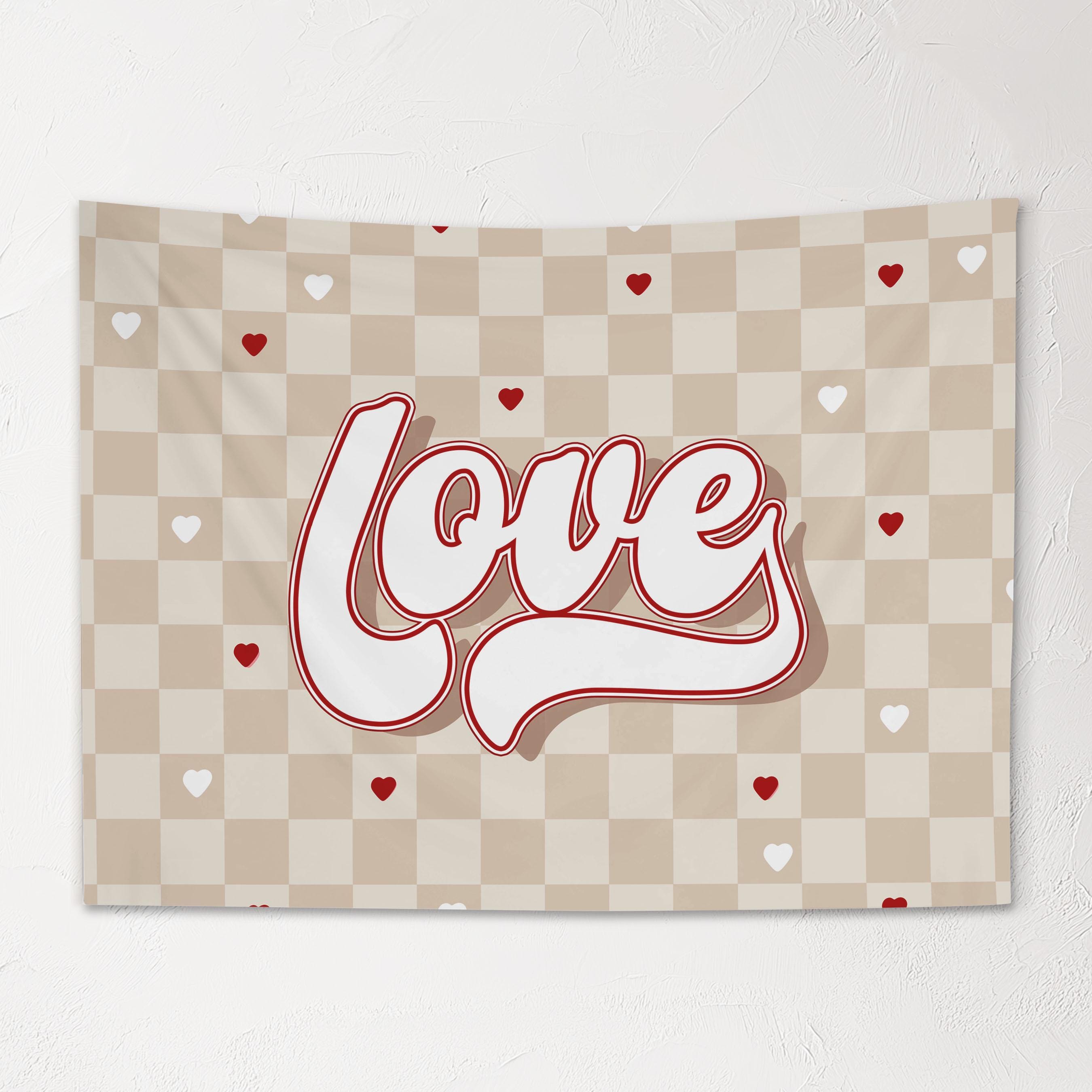 Fabric Tapestry Banner, Retro Love, Kids Wall Art Room Decor, Childrens Wall Art