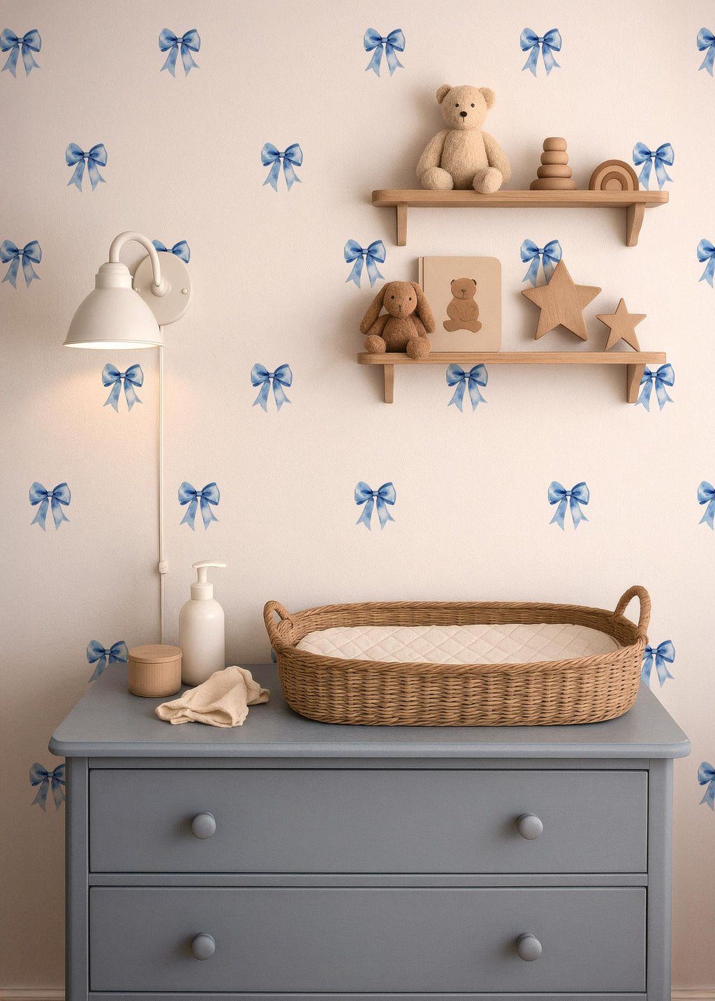 Dainty Blue Bows Fabric Wall Decals