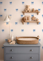 Dainty Blue Bows Fabric Wall Decals