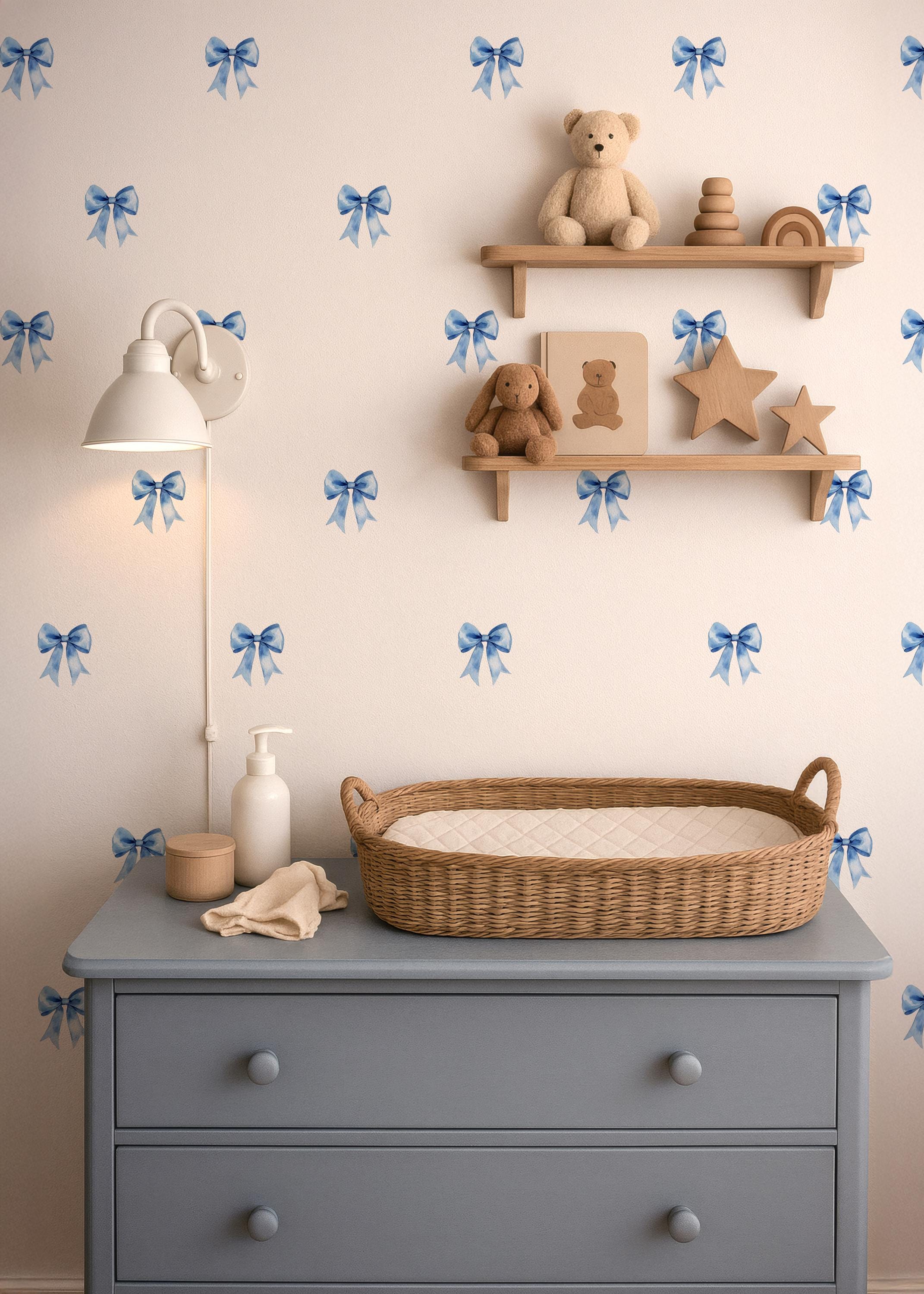 Dainty Blue Bows Fabric Wall Decals