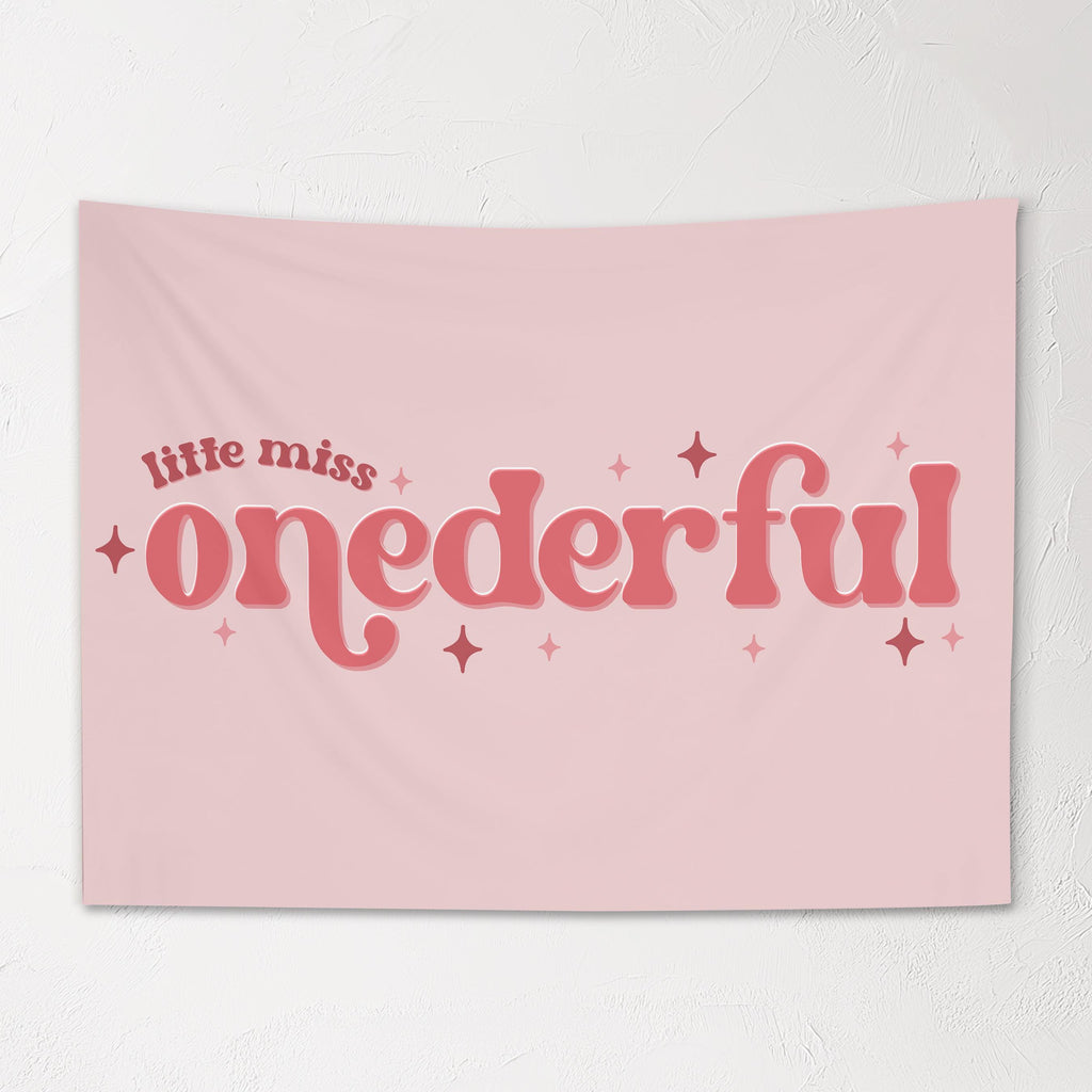 Fabric Tapestry Banner, Little Miss Onederful, Kids Wall Art Room Decor, Children's Wall Art