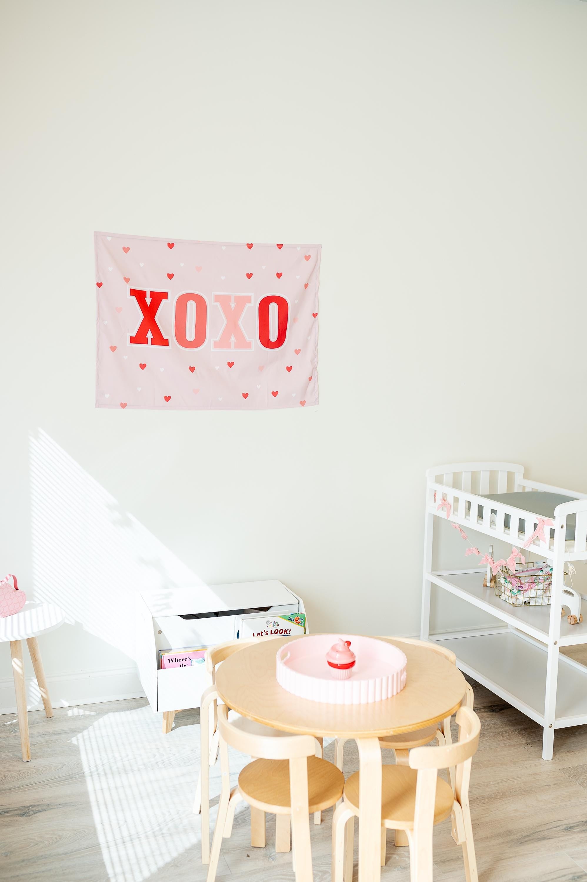 Fabric Tapestry Banner, XOXO, Kids Wall Art Room Decor, Childrens Wall Art