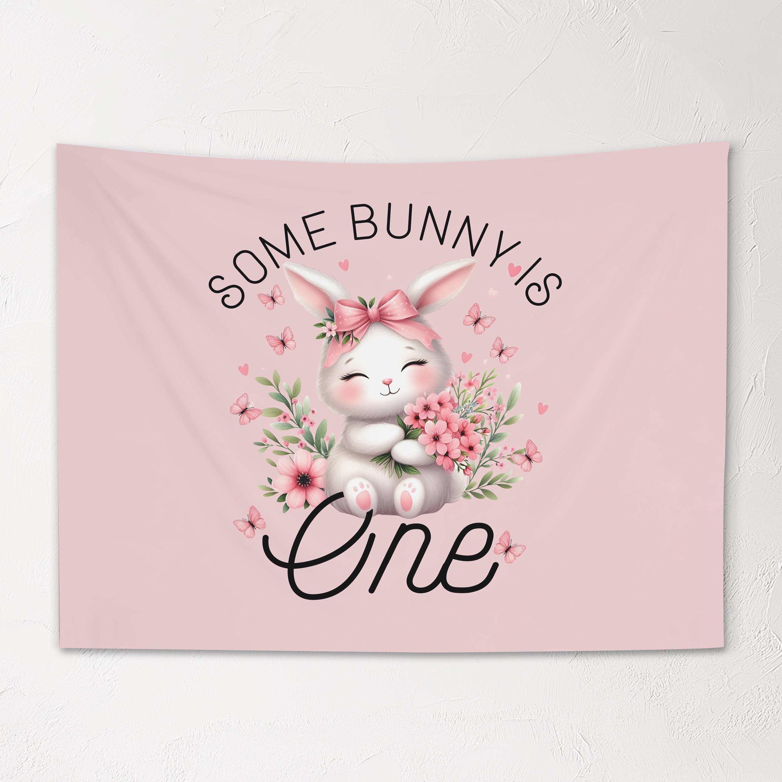 Fabric Tapestry Banner, Some Bunny Is ONE, Kids Wall Art Room Decor