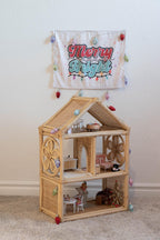 Christmas Banner, Merry & Bright, Festive Kids Fabric Tapestry,  Room Decor