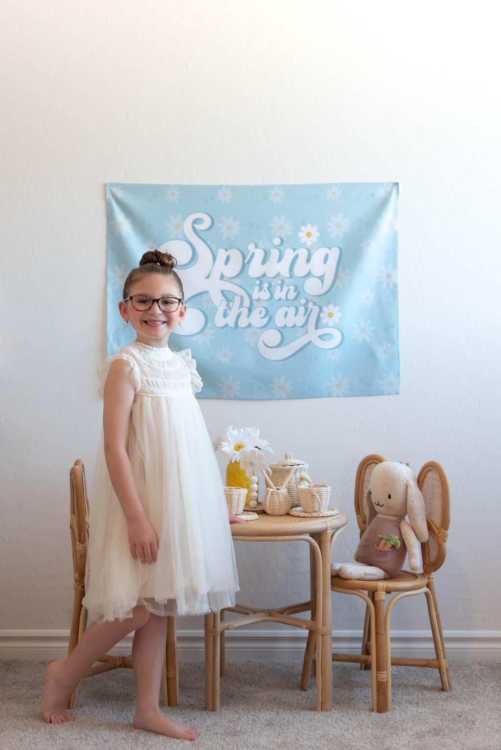 Fabric Tapestry Banner, Spring Is In The Air, Kids Wall Art Room Decor, Children's Wall Art
