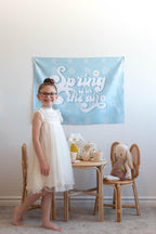 Fabric Tapestry Banner, Spring Is In The Air, Kids Wall Art Room Decor, Children's Wall Art