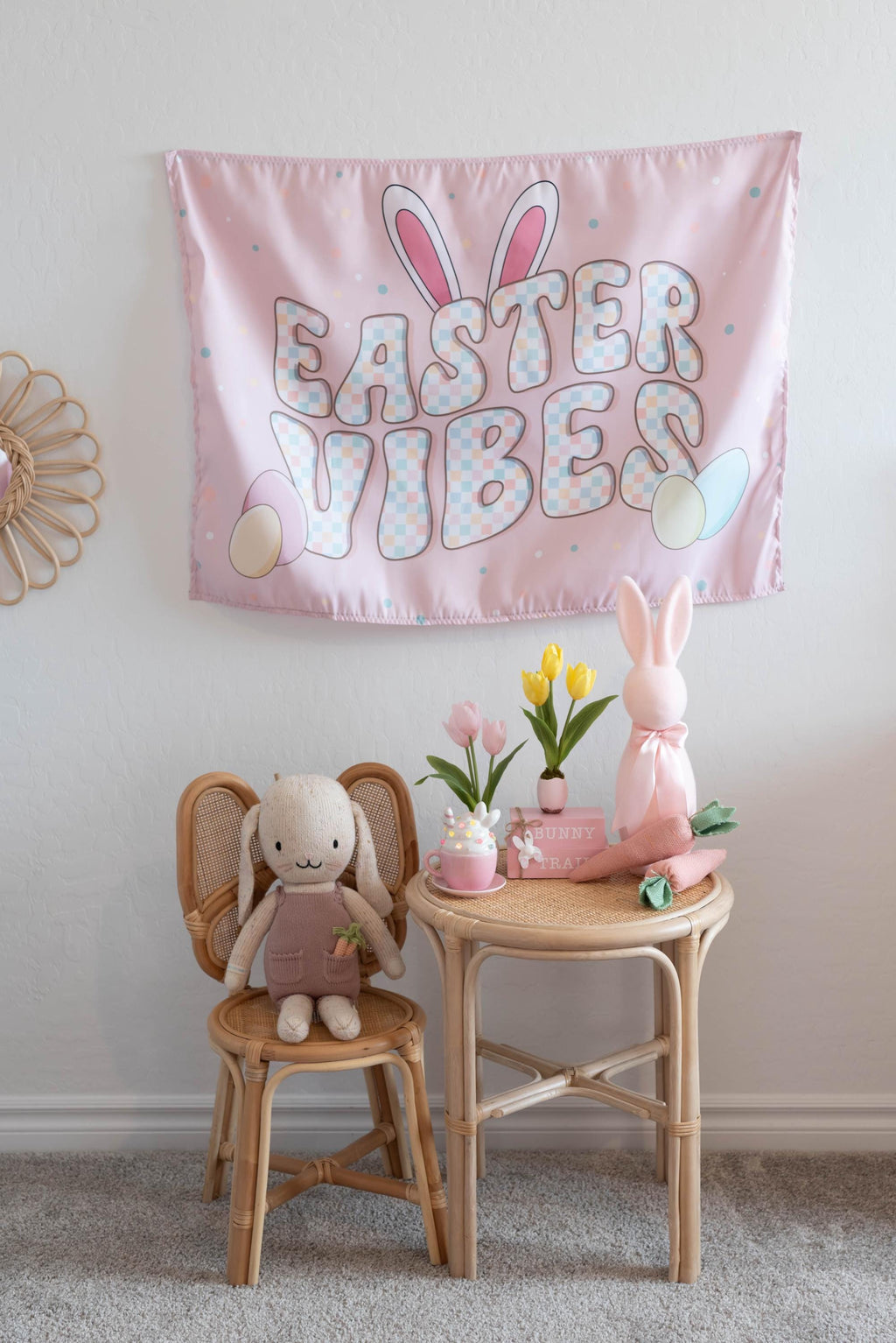 Fabric Tapestry Banner, Easter Vibes, Kids Wall Art Room Decor, Children's Wall Art