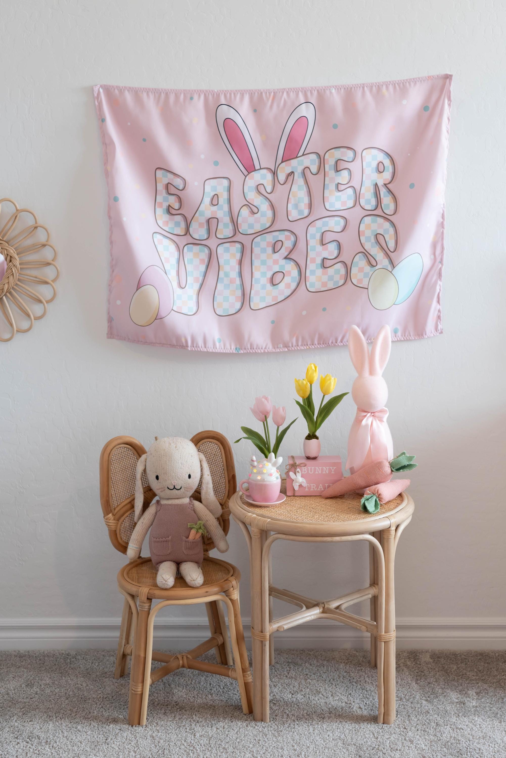 Fabric Tapestry Banner, Easter Vibes, Kids Wall Art Room Decor, Children's Wall Art