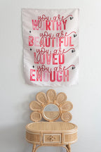 You Are Worthy Fabric Tapestry Banner: Kids Room Wall Art