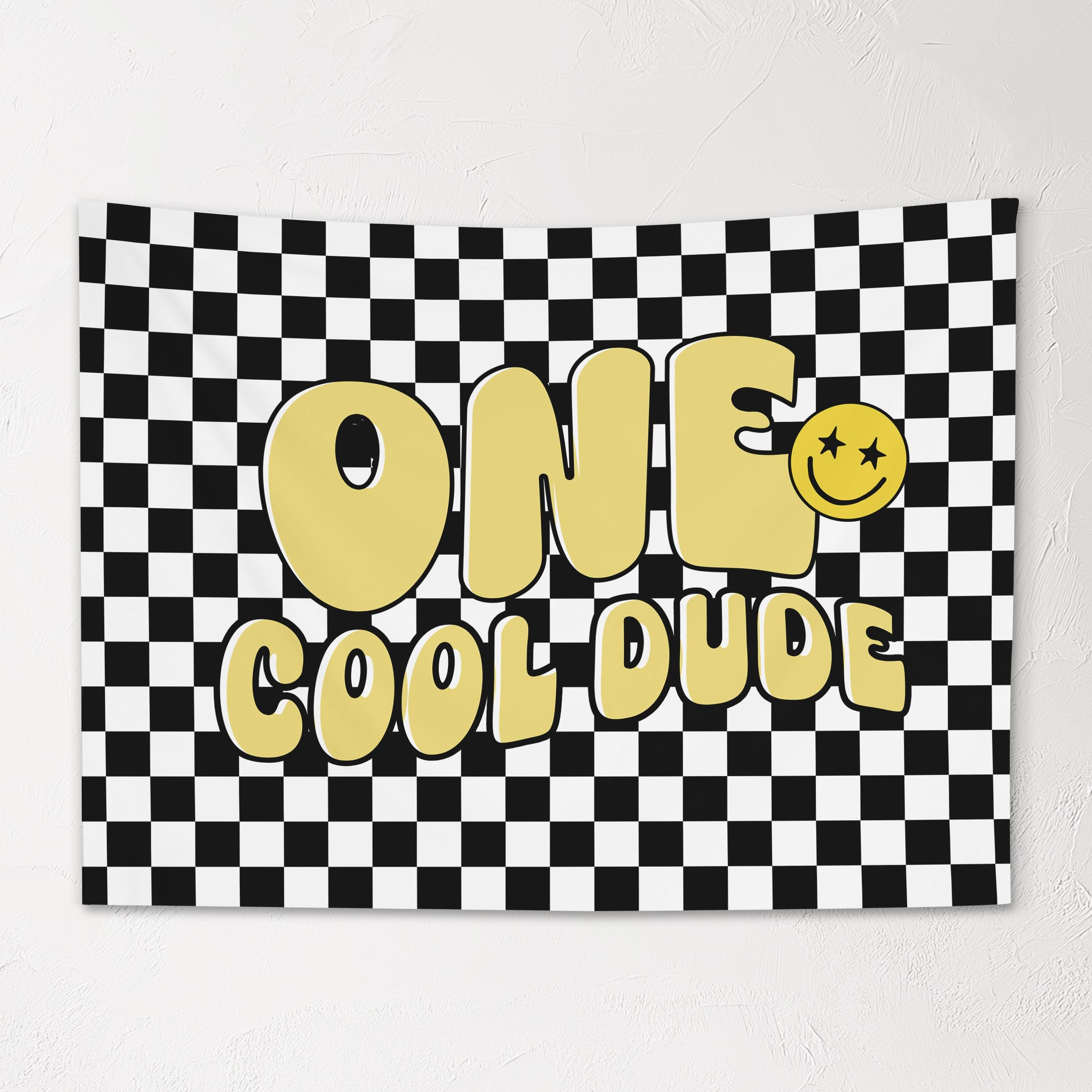 Fabric Tapestry Banner, ONE Cool Dude, Kids Wall Art Room Decor