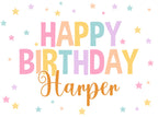 Kids Personalized Birthday Banner, Custom Rainbow Stars Birthday Sign with Name