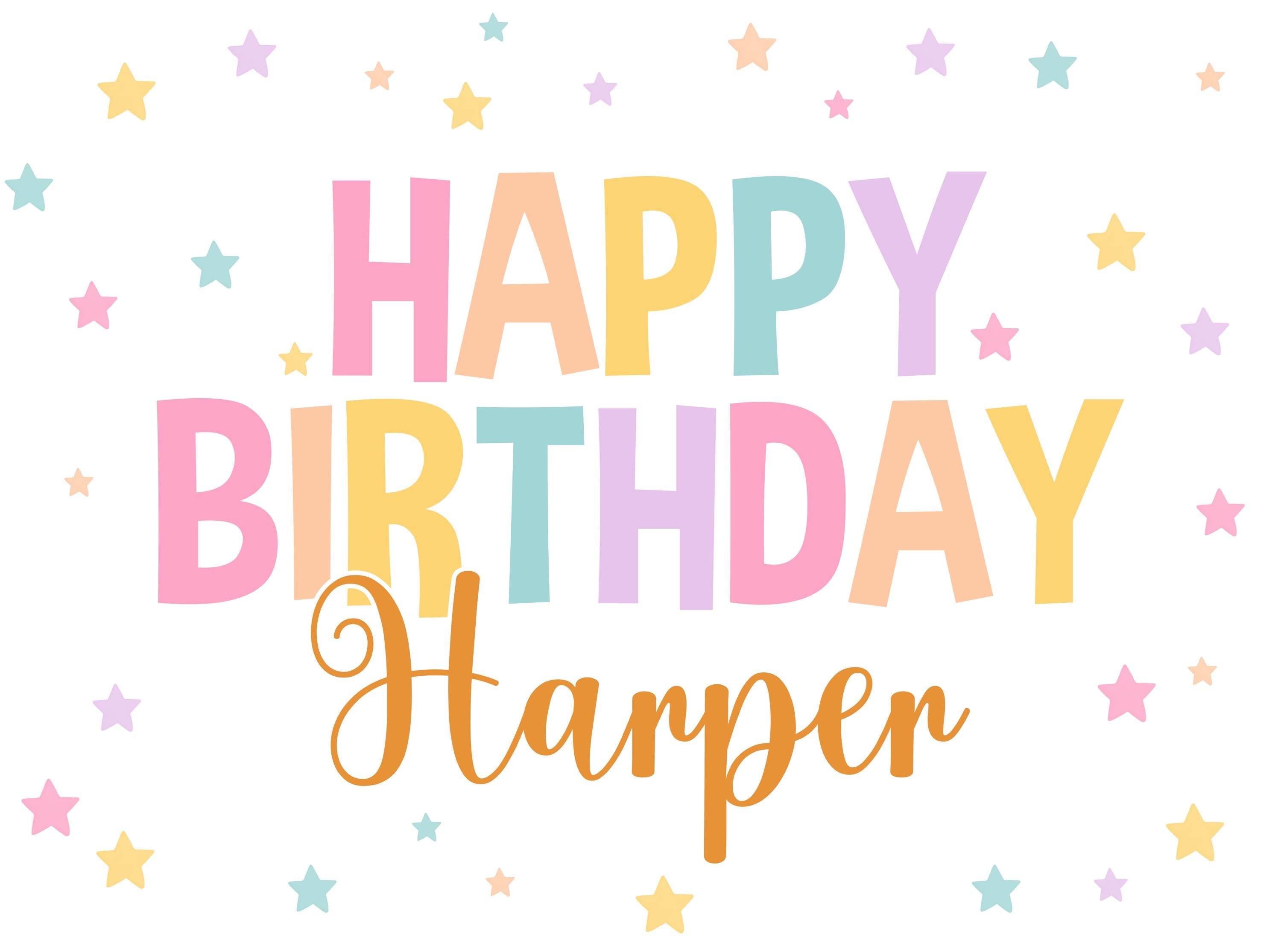 Kids Personalized Birthday Banner, Custom Rainbow Stars Birthday Sign with Name