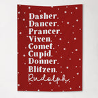 Christmas Banner, Santa's Reindeer, Kids Fabric Tapestry
