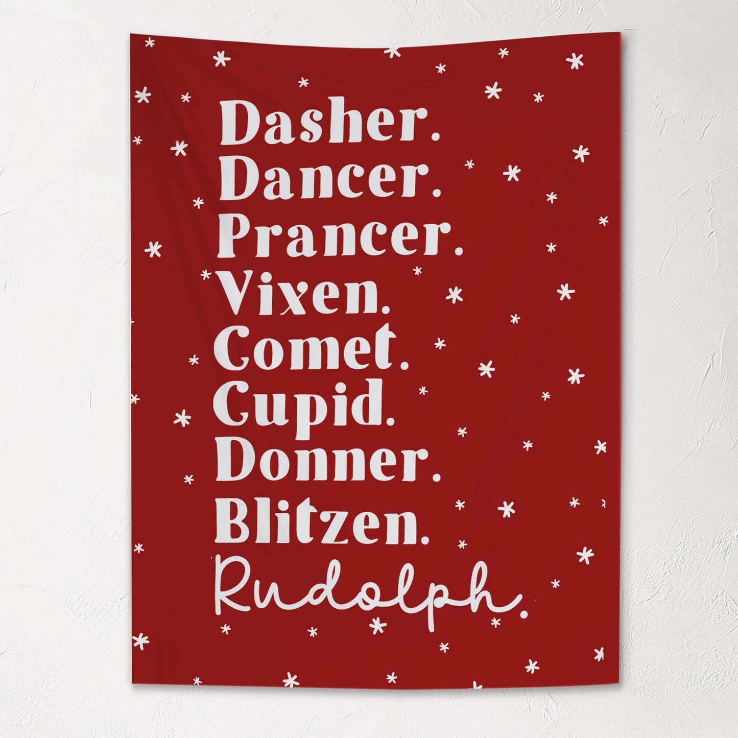 Christmas Banner, Santa's Reindeer, Kids Fabric Tapestry