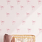 Pink Watercolor Bows Wall Decals