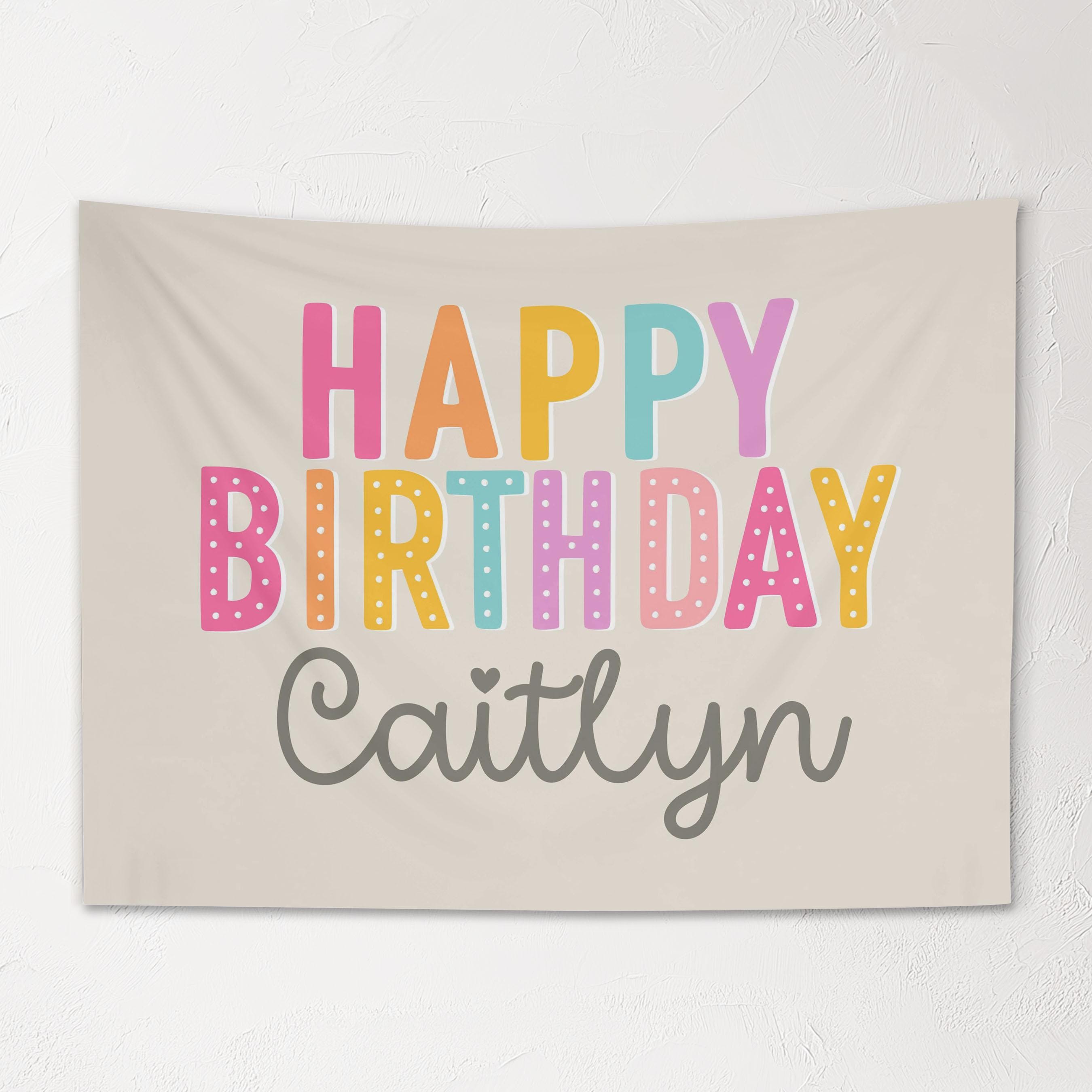 Kids Personalized Birthday Banner, Custom Rainbow Wall Hanging with Name