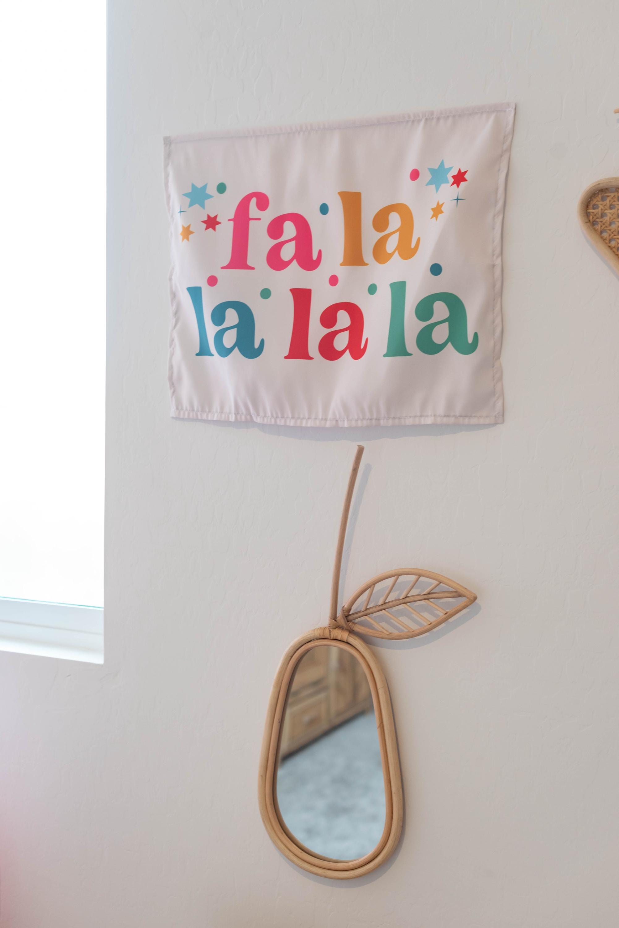 Christmas Banner, Fa La La La La, Festive Kids Fabric Tapestry,  Room Decor