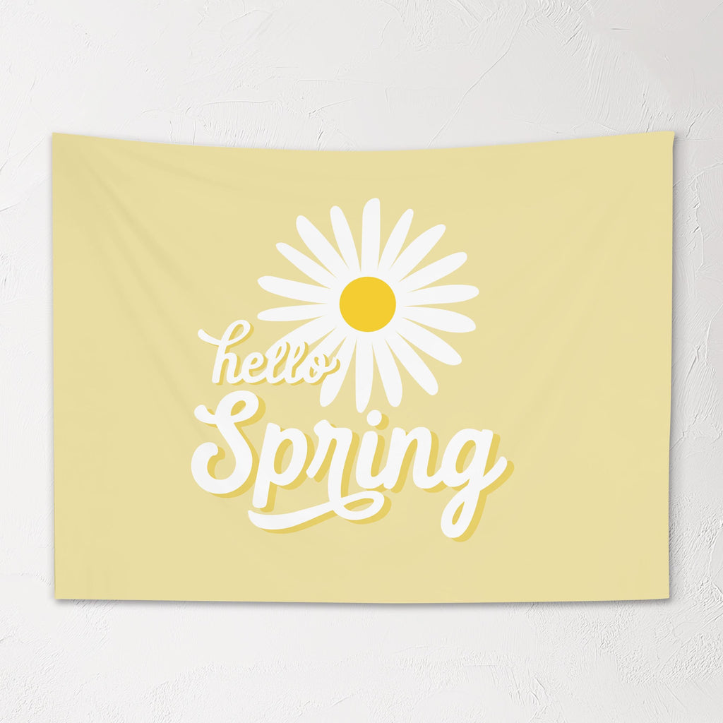 Fabric Tapestry Banner, Hello Spring, Kids Wall Art Room Decor, Children's Wall Art