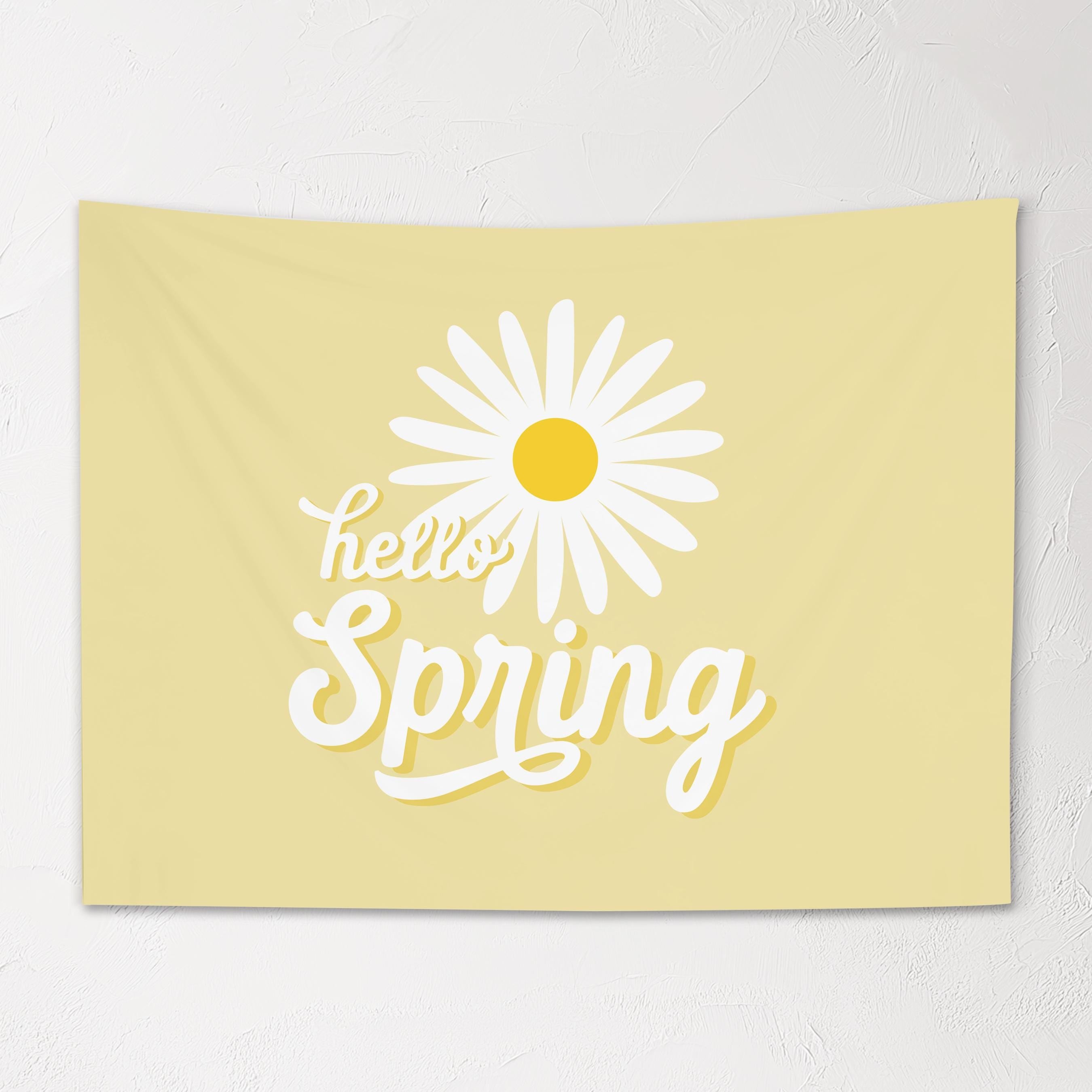 Fabric Tapestry Banner, Hello Spring, Kids Wall Art Room Decor, Children's Wall Art