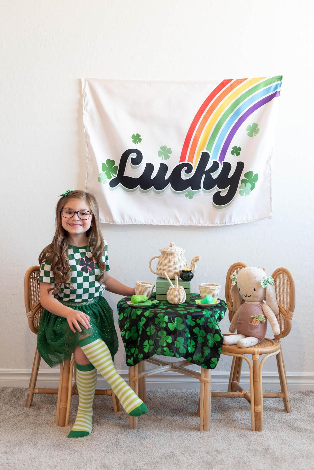 Fabric Tapestry Banner, Lucky, Kids Wall Art Room Decor, Children's Wall Art