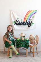Fabric Tapestry Banner, Lucky, Kids Wall Art Room Decor, Children's Wall Art