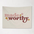 Fabric Tapestry Banner, Made Worthy, Kids Wall Art Room Decor