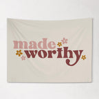 Fabric Tapestry Banner, Made Worthy, Kids Wall Art Room Decor