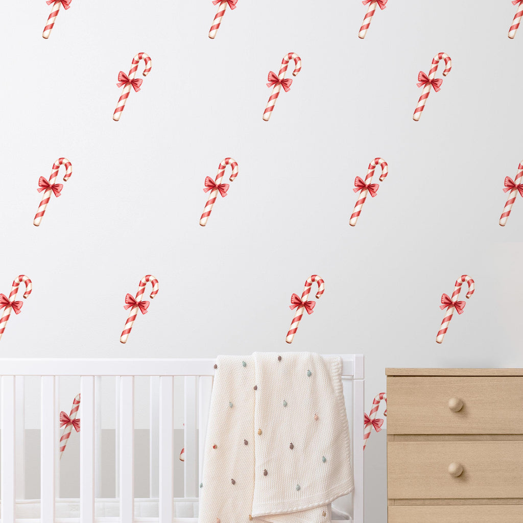 Cute Christmas Candy Cane Wall Decals