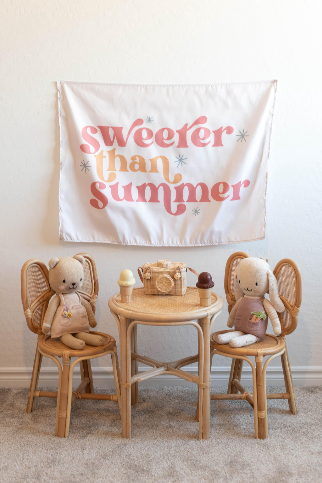 Fabric Tapestry Banner, Sweeter than Summer, Kids Wall Art Room Decor