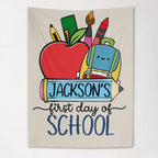 Fabric Tapestry Banner, First Day of School Name Personalized, Kids Wall Decor