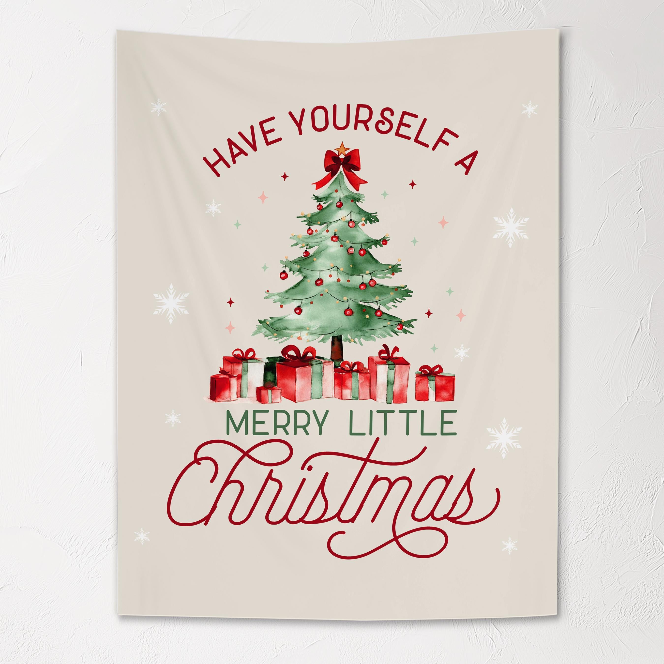 Christmas Banner Cream - Have Yourself A Merry Little Christmas, Kids Fabric Tapestry, Wall art Room Decor