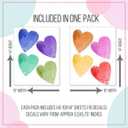 Rainbow Watercolor Hearts Wall Decals