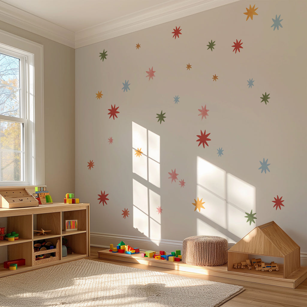 Rainbow Starbursts Fabric Wall Decals