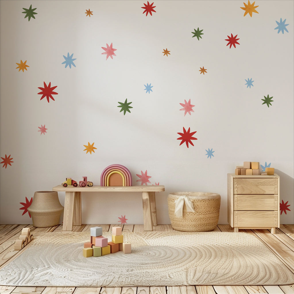 Rainbow Starbursts Fabric Wall Decals