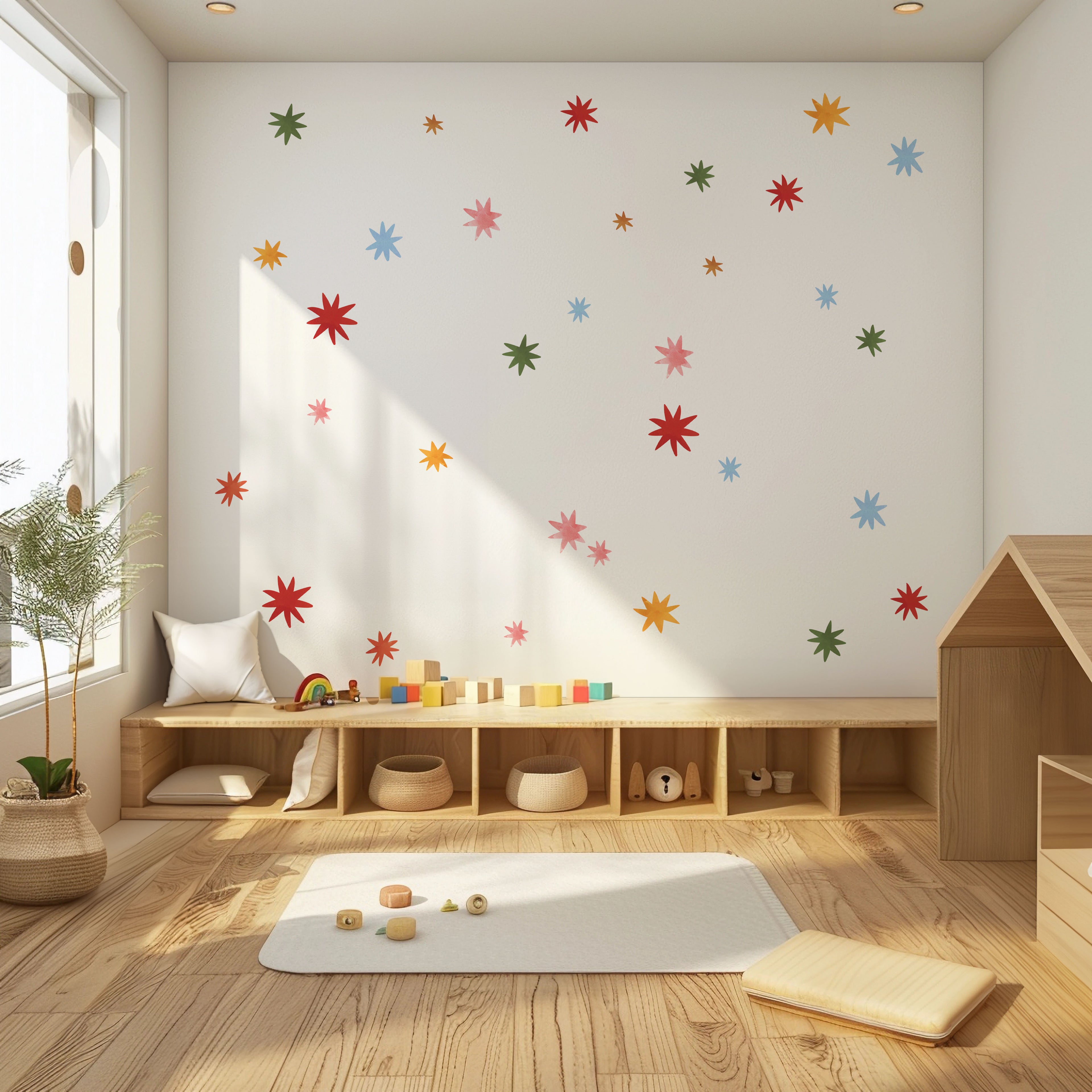 Rainbow Starbursts Fabric Wall Decals