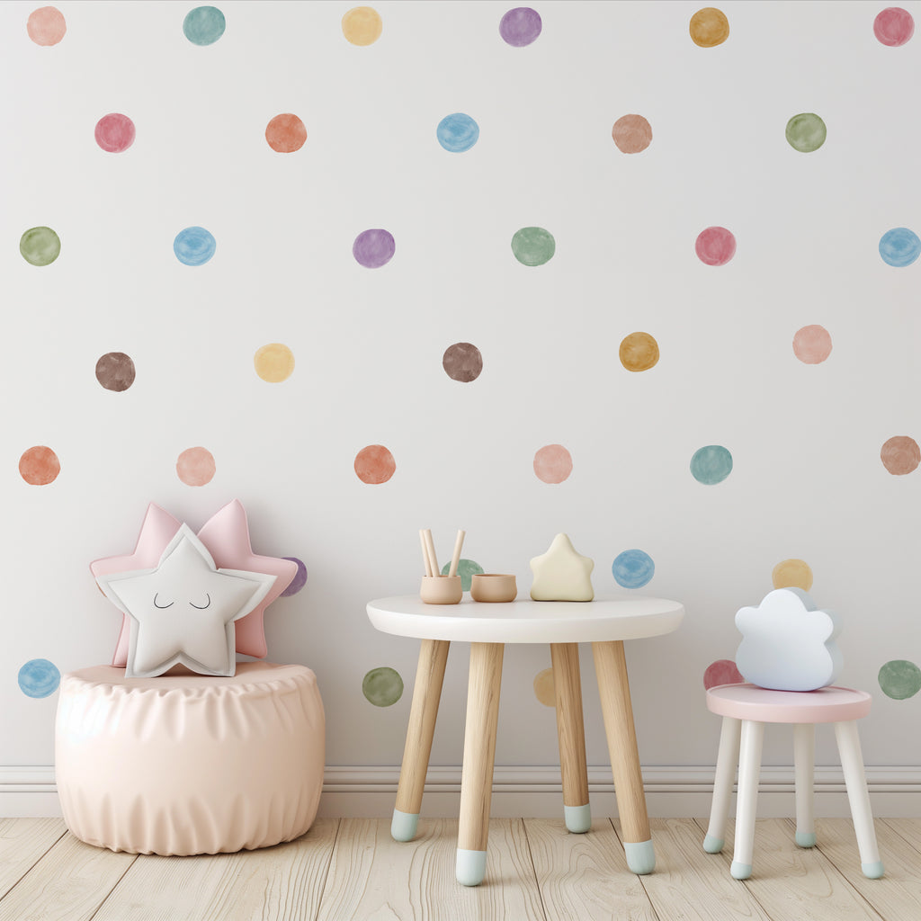 Pastel Watercolor Dots Wall Decals