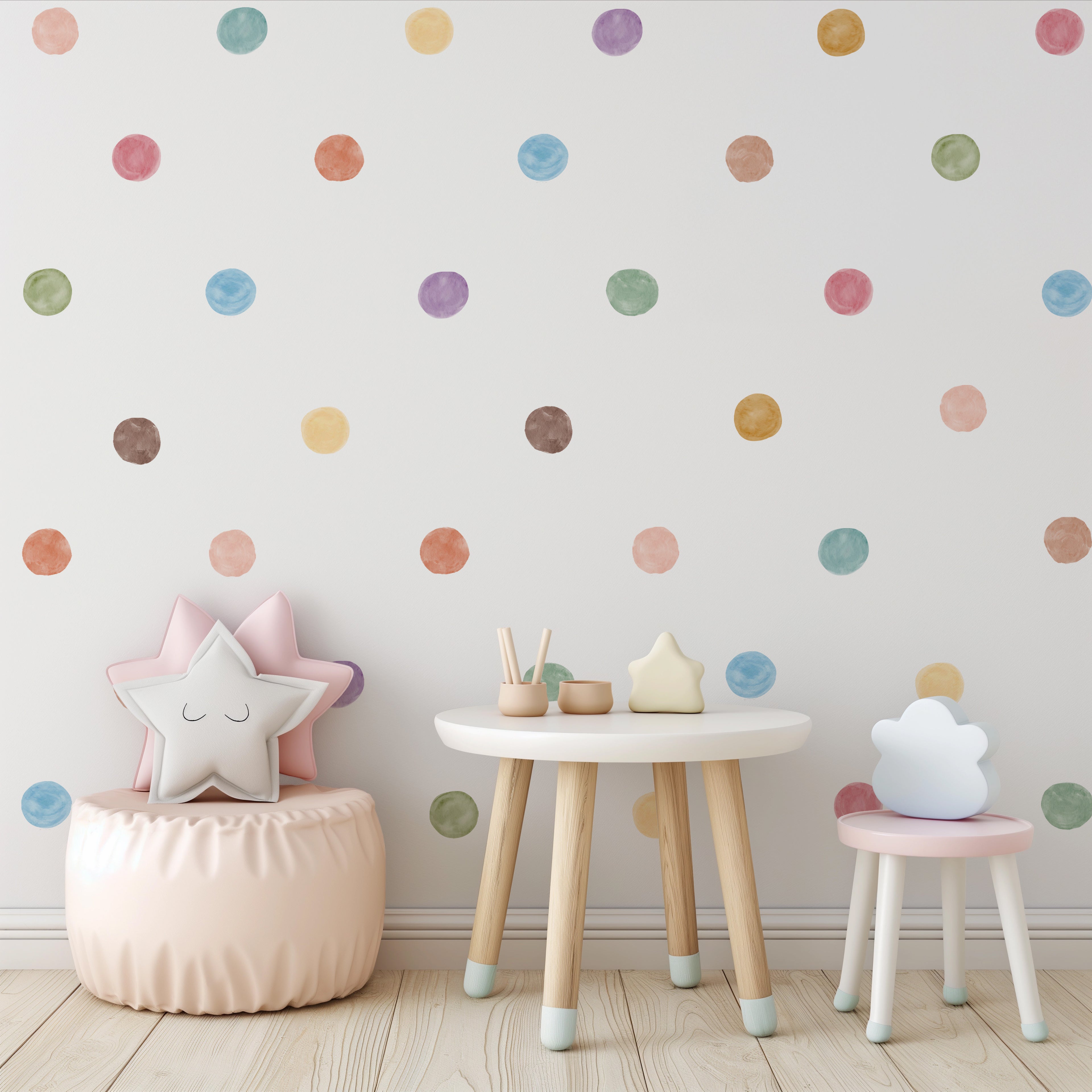Pastel Watercolor Dots Wall Decals