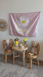 Fabric Tapestry Banner, Hello Spring, Kids Wall Art Room Decor, Children's Wall Art