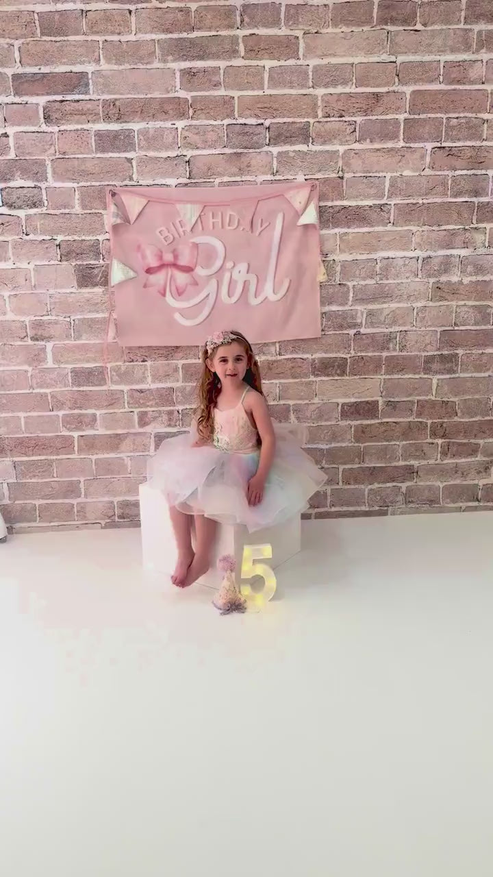 Fabric Tapestry Banner, Birthday Girl Bow, Kids Wall Art Room Decor, Children's Wall Art