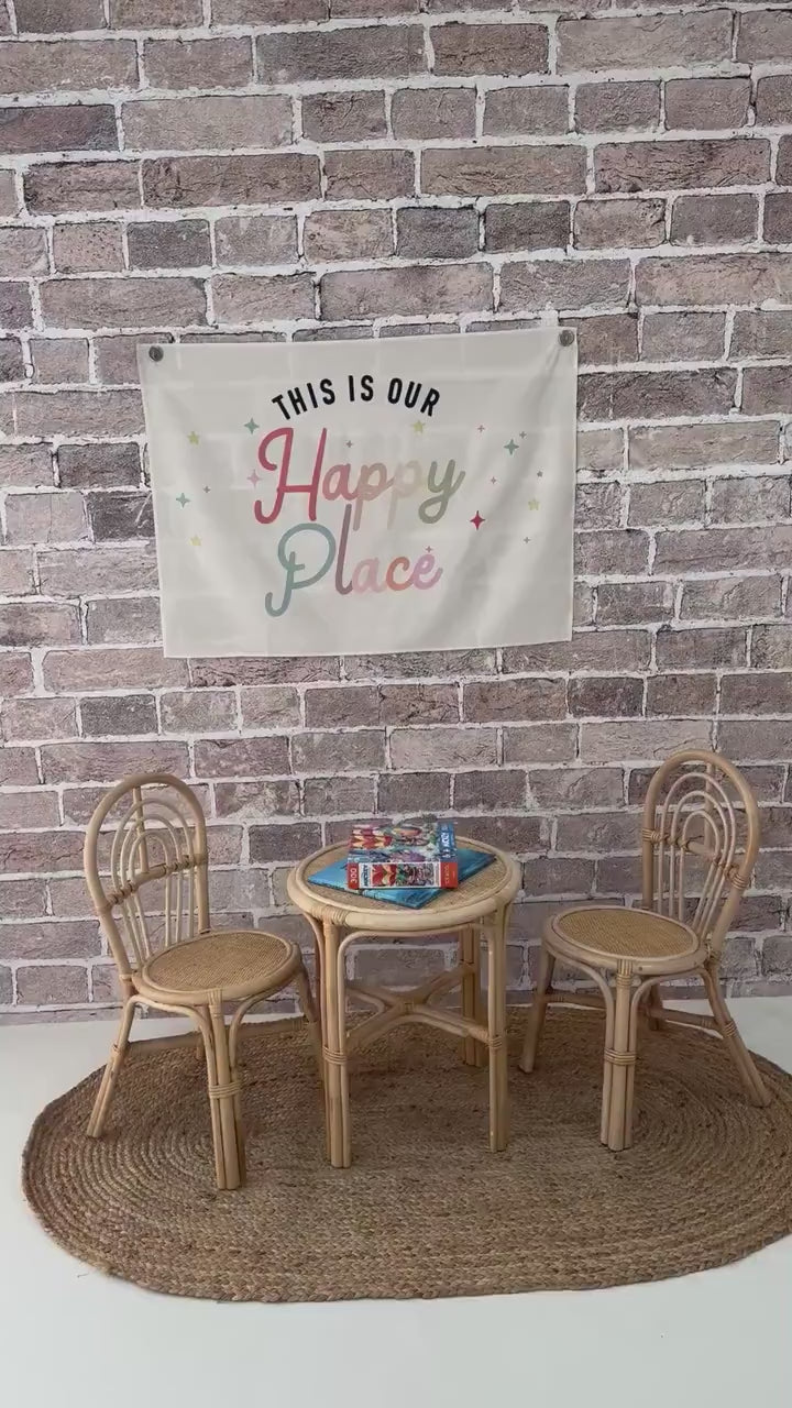 Fabric Tapestry Banner, This is Our Happy Place, Kids Wall Art Room Decor
