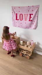 Fabric Tapestry Banner, Love, Kids Wall Art Room Decor, Childrens Wall Art