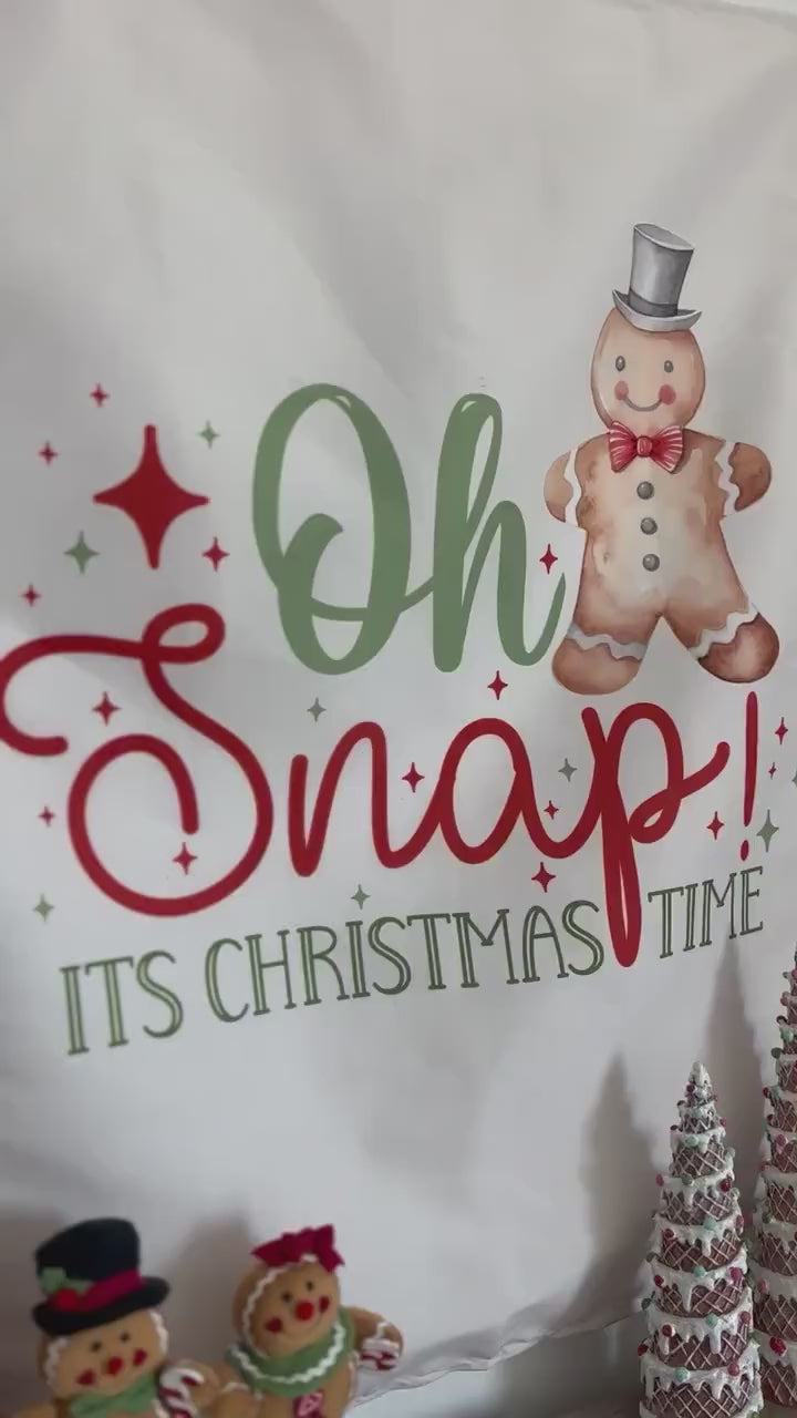 Christmas Banner Oh Snap, Kids Fabric Tapestry, Wall art Room Decor