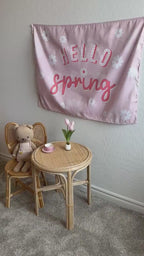Fabric Tapestry Banner, Hello Spring, Kids Wall Art Room Decor, Children's Wall Art